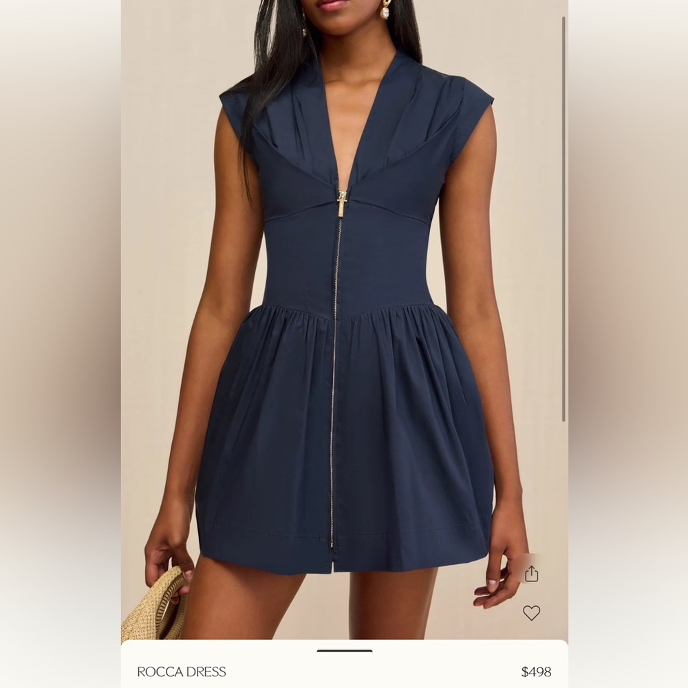cult gaia Navy Zip-Front Mini Dress
